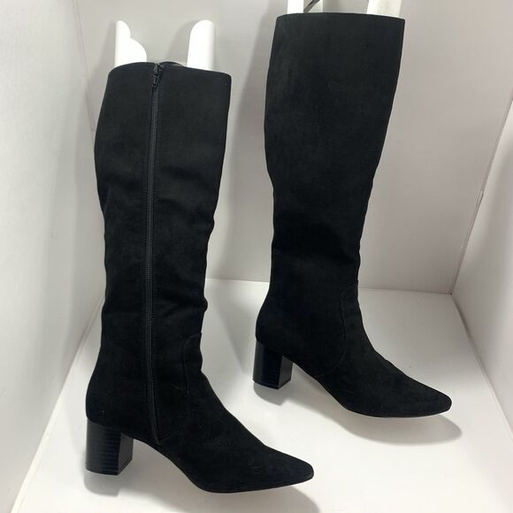 J.CREW BLACK SUEDED STACKED HEEL KNEE HIGH BOOTS BJ265 SIZE 7.5 Womens - Picture 15 of 16